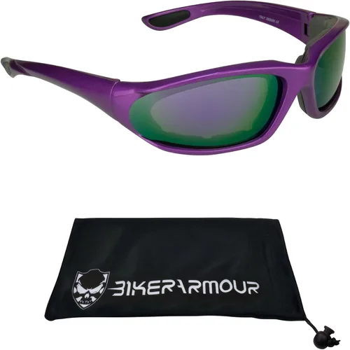 Vista 10 de Bikershades Gafas de montar en motocicleta con montura morada, pequeñas para mujeres y niñas 2 pares transparentes