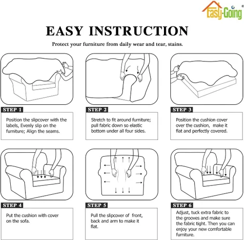 Vista 8 de Easy-Going - Funda elástica de microfibra de 2 piezas para sofá, funda suave de elastano, lavable, parte inferior elástica, protector para muebles