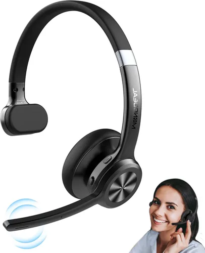 Vista 5 de MONODEAL Auriculares de oreja abierta con micrófono, auriculares Bluetooth 5.4 ligeros con botón de silencio de cancelación de ruido, auriculares