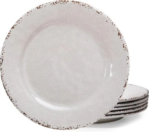 Vista 16 de Plato de Postre de Melamina, Platos Pequeños para Cena de 6 Pulgadas, Juego de 8, Platos Vintage para Aperitivos Platos para Servir, Platos Pequeños