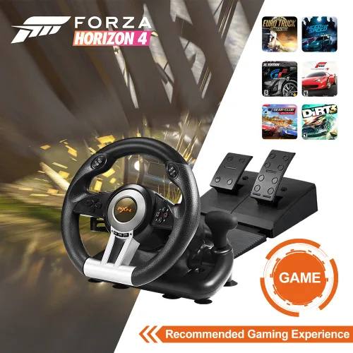 Vista 2 de PXN PC Racing Wheel, V3II 180 Degree Universal USB Car Sim Game Steering Wheel with Pedals for Xbox One, Xbox Series SX PS3, PS4, Switch