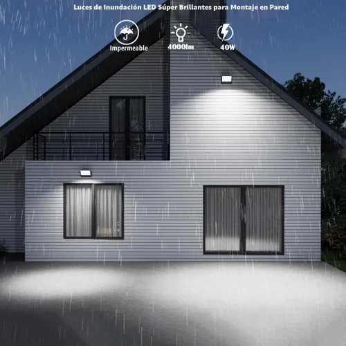 Vista 5 de luces al aire libre de la pared de 40W LED, luz de inundación giratoria del panel 360°, 5000K
