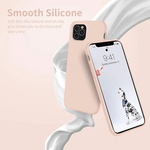 Vista 3 de OTOFLY Funda compatible con iPhone 11 Pro, ultra delgada, de silicona líquida, antiarañazos, a prueba de golpes, con forro de microfibra (rosa)