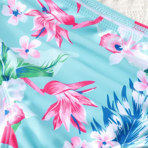 Vista 5 de PATPAT Trajes de baño de dos piezas con estampado floral tropical para niñas, 2 piezas