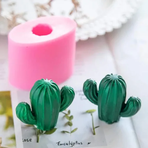 Vista 2 de Moldes de silicona para velas de cactus 3D, plantas suculentas, molde de caramelo de chocolate de silicona, jabón de bricolaje, vela de resina
