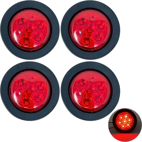 Vista 13 de 10 piezas de luces LED de 2" redondas ámbar para remolque con 7 luces de señalización [DOT FMVSS 108] [SAE P2] [Lente reflectora] [Arandela] 10 ámbar