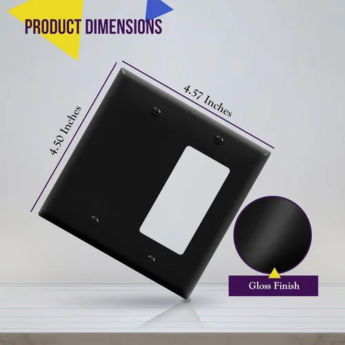 Vista 2 de ENERLITES Combination Decorator - Placa de pared basculante y salida en blanco, tamaño estándar, cubierta de interruptor de luz de 2 cuadras, 4.50 x