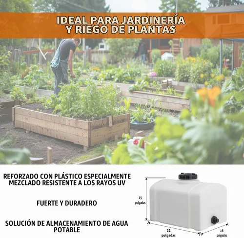 Vista 5 de RomoTech 82123889 Tanque de Agua con Depósito Abovedado de Polietileno, 16 galones, Fabricado en EE.UU., Tanque de Polietileno para Agua y Líquidos