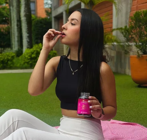 Vista 2 de Simply Collagen® Gomitas de colágeno veganas para mujeres y hombres, colágeno a base de plantas con biotina, vitaminas A, C y E, refuerzo