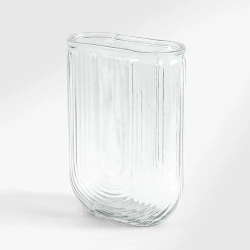 Vista 6 de Jarrón de cristal transparente para flores, florero acanalado en forma de U para centros de mesa, ramo, jarrones de decoración del hogar de 7.28