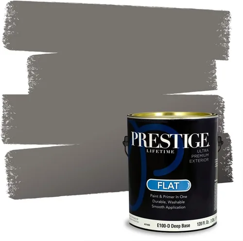 Vista 85 de PRESTIGE Pinturas Pintura Exterior e Imprimación en Uno, 1 Galón, Mate, Combinación Comparable de Sherwin Williams* Black Magic* SW6991-PCM