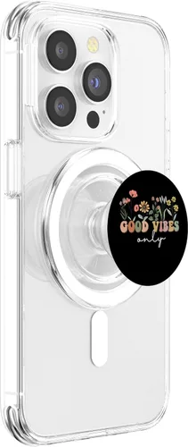 Vista 3 de Good Vibes Only Wildflowers Hawaii Summer Vacation Family PopSockets MagSafe PopGrip para iPhone