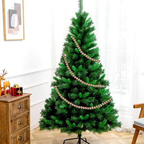 Vista 3 de Guirnalda de cuentas de madera de Navidad Guirnalda de cuentas de madera para árbol de Navidad Decoración festiva (Oro) Cuentas bohemias