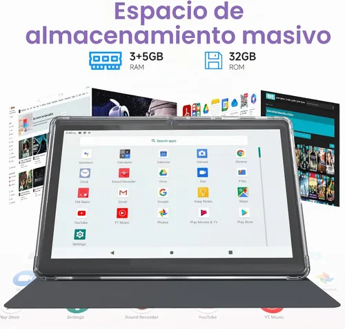 Vista 4 de Tablet Android 14 de 7 pulgadas con estuche, 8 GB de RAM 32 GB de ROM 1 TB de expansión, tablet PC con procesador Quad-Core, pantalla IPS de 1024 x
