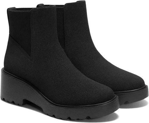 Vista 9 de VIVAIA Everly - Botines para mujer, punta redonda, tacón de cuña de plataforma gruesa de 2.36 pulgadas, parte superior repelente al agua, suela