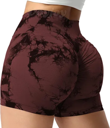 Vista 2 de VOYJOY Pantalones cortos de entrenamiento para mujer de 3.6 pulgadas, con levantamiento de glúteos, pantalones cortos de gimnasio sin costuras