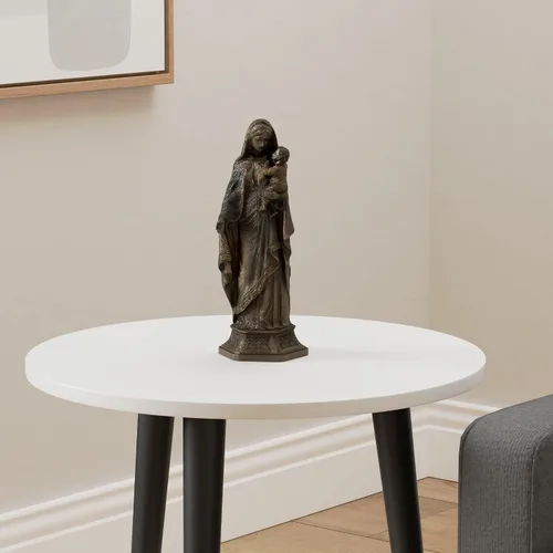 Vista 2 de Veronese Design 11 3/8 pulgadas Señora de Gracia Virgen María Escultura Políptica de la Natividad Resina Fundida en Frío Estatua Acabado Bronce