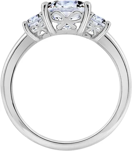 Vista 2 de Tienda Collection Platinum or Gold Plated Sterling Silver Princess-Cut 3-Stone Ring made with Infinite Elements Zirconia