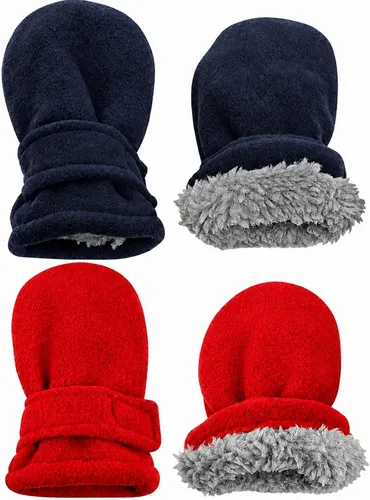 Vista 35 de N'Ice Caps Baby Toddler Mittens Kids 2 Pair Pack Fleece Warm Sherpa Lined Negro + Gris