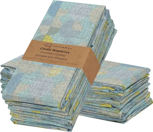 Vista 13 de Ruvanti - Servilletas de tela, paquete de 6, 45x45 centímetros, 100% algodón, lavables, suaves y absorbentes, perfectas para bodas, cenas de Belleza
