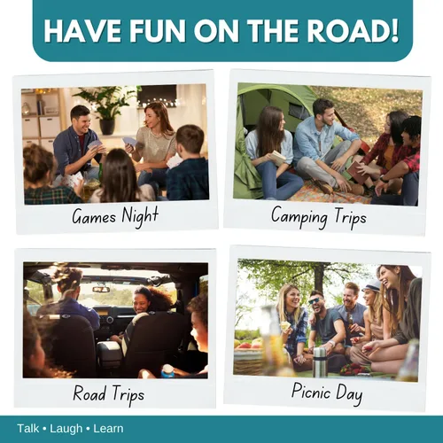 Vista 5 de ? WORD TEASERS Road Trip America - Juego de viaje por carretera y inicio de conversación - Juego de preguntas familiares sobre lugares para visitar