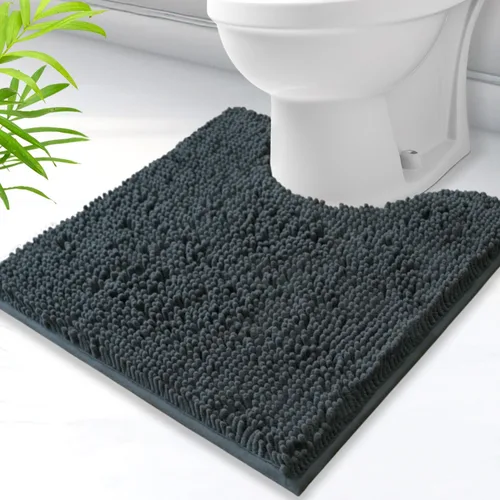 Vista 27 de Alfombras de baño en forma de U, alfombras de baño de felpilla súper absorbentes y respaldo antideslizante de PVC fuerte para inodoros, lavables a