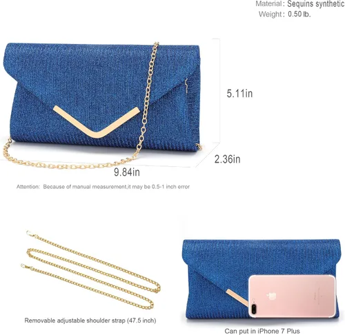Vista 4 de Bolsos de mano brillantes para mujer, bolso de noche para mujer, bolso de mano para mujer, bolso de mano para fiesta, graduación, boda