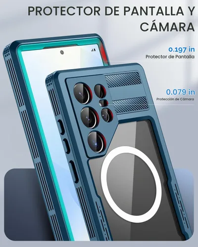 Vista 6 de Lanhiem Funda Magnética para Samsung Galaxy S25 Ultra, Funda Impermeable y Resistente al Polvo IP68, [Compatible con Magsafe]