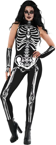 Vista 3 de Morph - Disfraz de esqueleto sin mangas para mujer - Body de esqueleto para mujer - Disfraz de esqueleto de Halloween para mujer