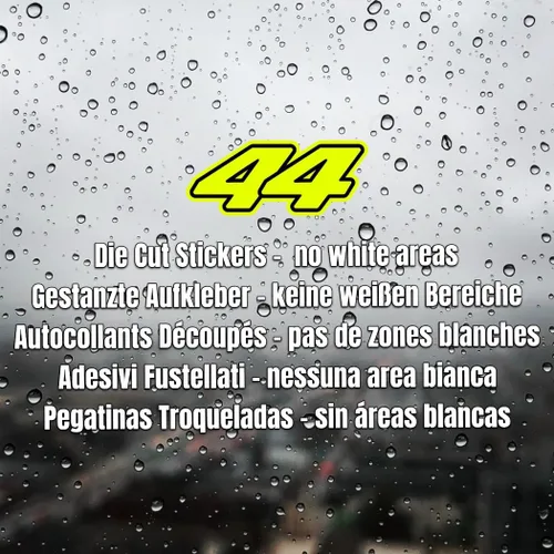 Vista 3 de Lewis Hamilton - Adhesivo para coche 44 2022 F1 Fórmula 1, amarillo fluorescente