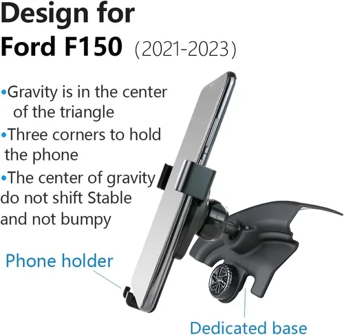 Vista 6 de Soporte de teléfono de coche para Ford F-150 F150 Truck 2021-2025【No compatible con King Ranch 2024-2025, Raptor】 Accesorios de automóvil, soporte