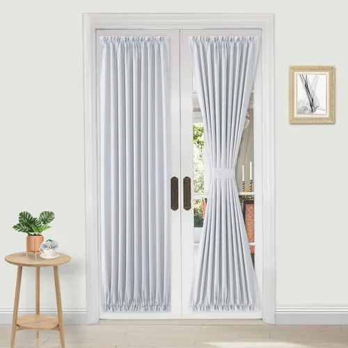 Vista 66 de DWCN Cortinas para Puertas Francesas – Cortinas opacas térmicas con bolsillo para barra para puertas con ventana de cristal, puertas de cocina