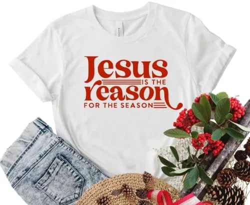 Vista 2 de Jesus Is The Reason For The Season Shirt, Christmas Shirts for Women Plus Size, Faith Based Christmas Tshirt, Stocking Stuffers Christian Gifts