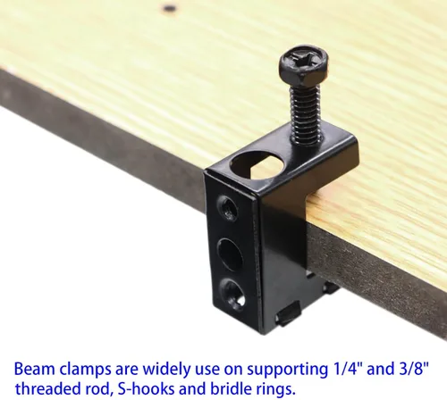 Vista 6 de Upgrade Baudelun - Abrazaderas de haz de 1/4"-20, abrazadera de haz atornillada de acero negro para varilla roscada de 1/4" y 3/8", ganchos en S