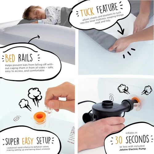 Vista 8 de The Shrunks Colchón inflable / cama portátil para viaje o uso doméstico, color blanco, tamaño individual, 78 pulgadas x 43 pulgadas