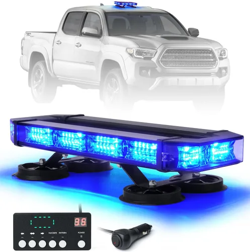 Vista 11 de LUMENIX Barra de luz estroboscópica de emergencia para techo con 72 luces LED con panel de control, base magnética, advertencia intermitente, barra