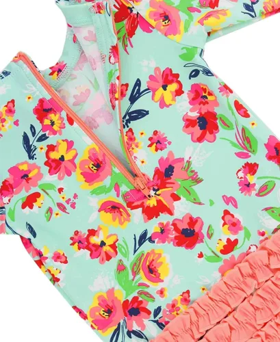 Vista 4 de RuffleButts - Traje de baño de manga larga, de una pieza, para bebéniñas, con protección solar UPF 50+