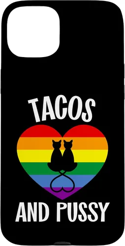 Vista 9 de Funda Queer para iPhone 14 Pro Max Lesbian Pride Stuff Tacos y Pussy Cats