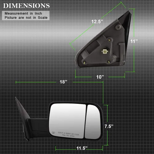 Vista 8 de ACANII - Para Dodge Ram 1500 2500 3500 2002-2008 [estilo 2009] Juego de espejos telescópicos de remolque con señal LED calentada