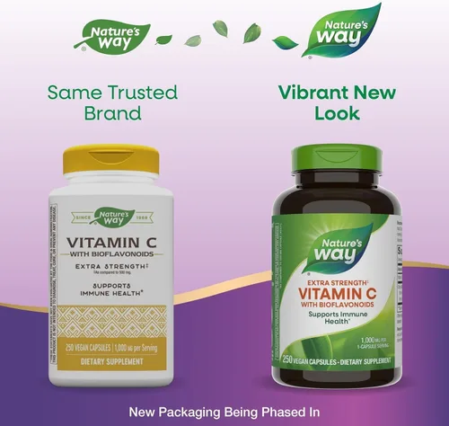 Vista 3 de Nature's Way Extra Strength(1) Vitamina C con bioflavonoides, apoya la salud inmunológica*, promueve la producción de colágeno para una piel sana*
