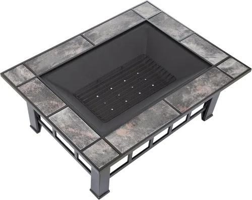 Vista 10 de Chimenea para exterior de 32 pulgadas cuadrada con forma de estrella para quemar madera, con pantalla de chispas, atizador, rejilla y cubierta