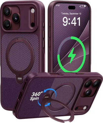 Vista 10 de CASEKOO Funda negra para iPhone 17 con soporte magnético giratorio de 360 1-negro