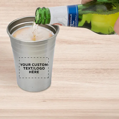 Vista 7 de Vasos de cerveza de acero inoxidable personalizados de 16 onzas, juego de 10/50/100, paquete personalizado a granel, perfecto para fiestas