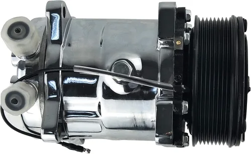 Vista 3 de Compresor universal del A/C con PV8 embrague Sanden 508 5H14 R134A correa serpentina cromada