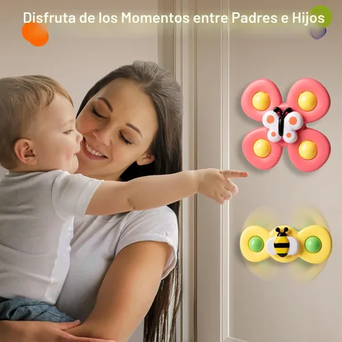 Vista 6 de 3 piezas Juguetes giratorios de ventosa para niños de 1 a 2 años, Juguetes giratorios para bebés de 12 a 18 meses, juguetes sensoriales para niños
