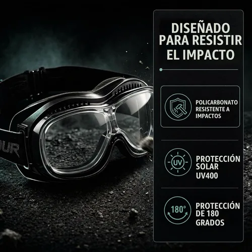 Vista 3 de Bikershades Gafas protectoras para gafas de moto, ciclismo, esquí, paracaidismo, trabajo al aire libre Transparente