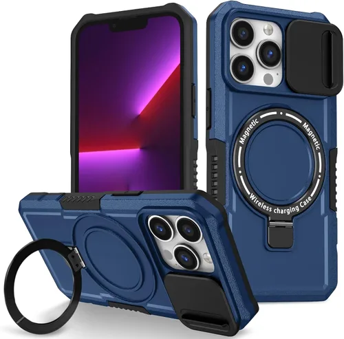 Vista 113 de Funda magnética para iPhone 11, soporte de anillo con ventana corrediza, funda protectora mate a prueba de golpes para iPhone 11 6.1, fundas