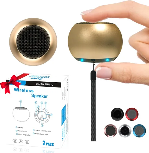 Vista 11 de Paquete de 2 mini altavoces portátiles, altavoces pequeños Bluetooth, micro altavoz inalámbrico para teléfono/PC/tableta, batería recargable