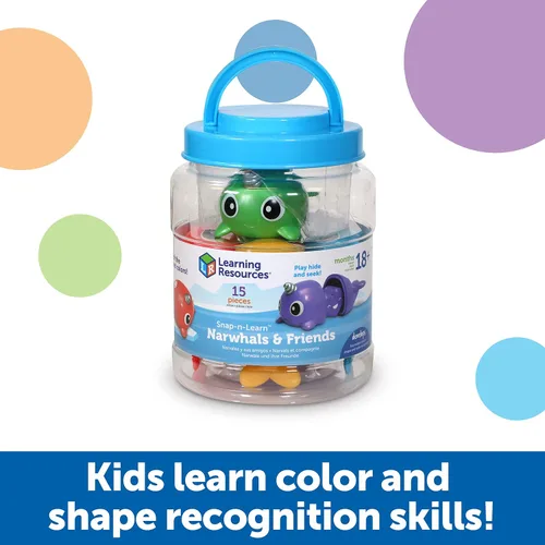 Vista 3 de Learning Resources Snap-n-Learn Narwhals & Friends, 15 piezas, a partir de 18 meses, juguetes para bebés pequeños, actividades de aprendizaje