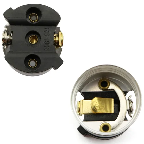 Vista 4 de DZS Elec 2 unids E26 /E27 Metal Shell luz zócalos negro lámpara base accesorios de iluminación soporte bombilla Edison Vintage luces